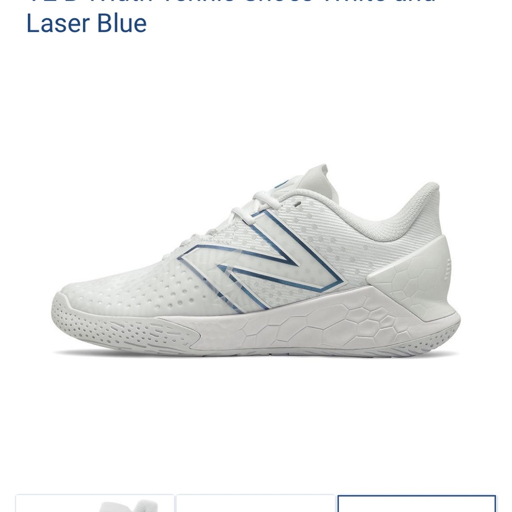 New Balance Women's Fresh Foam Lav V2 B Width Tennis Shoes White and Laser Blue